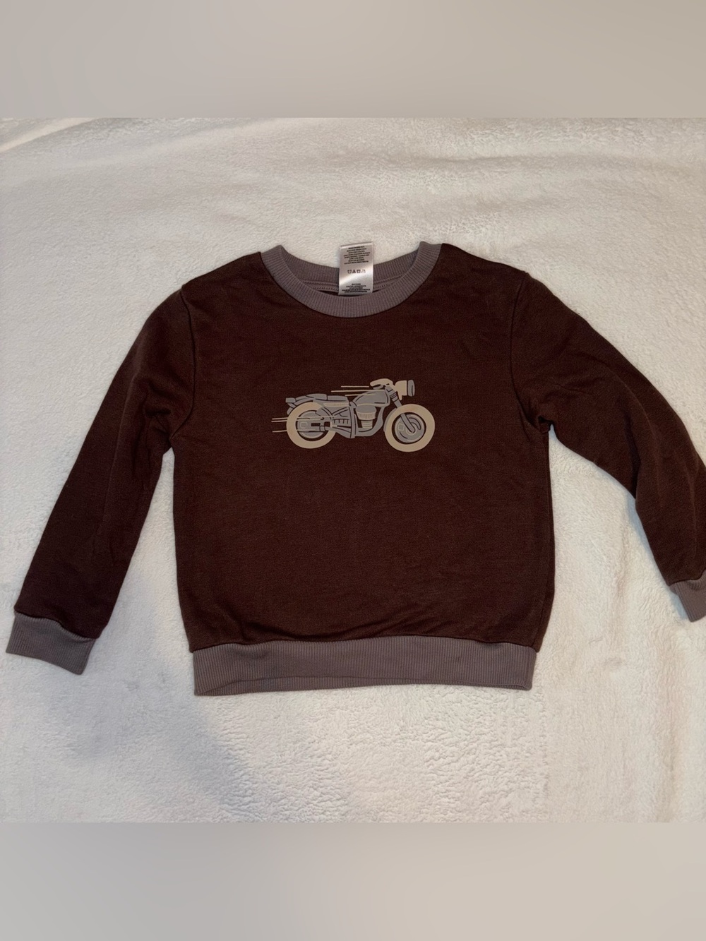Kids Motorcycle Pullover Sweatshirt - Brown 4T